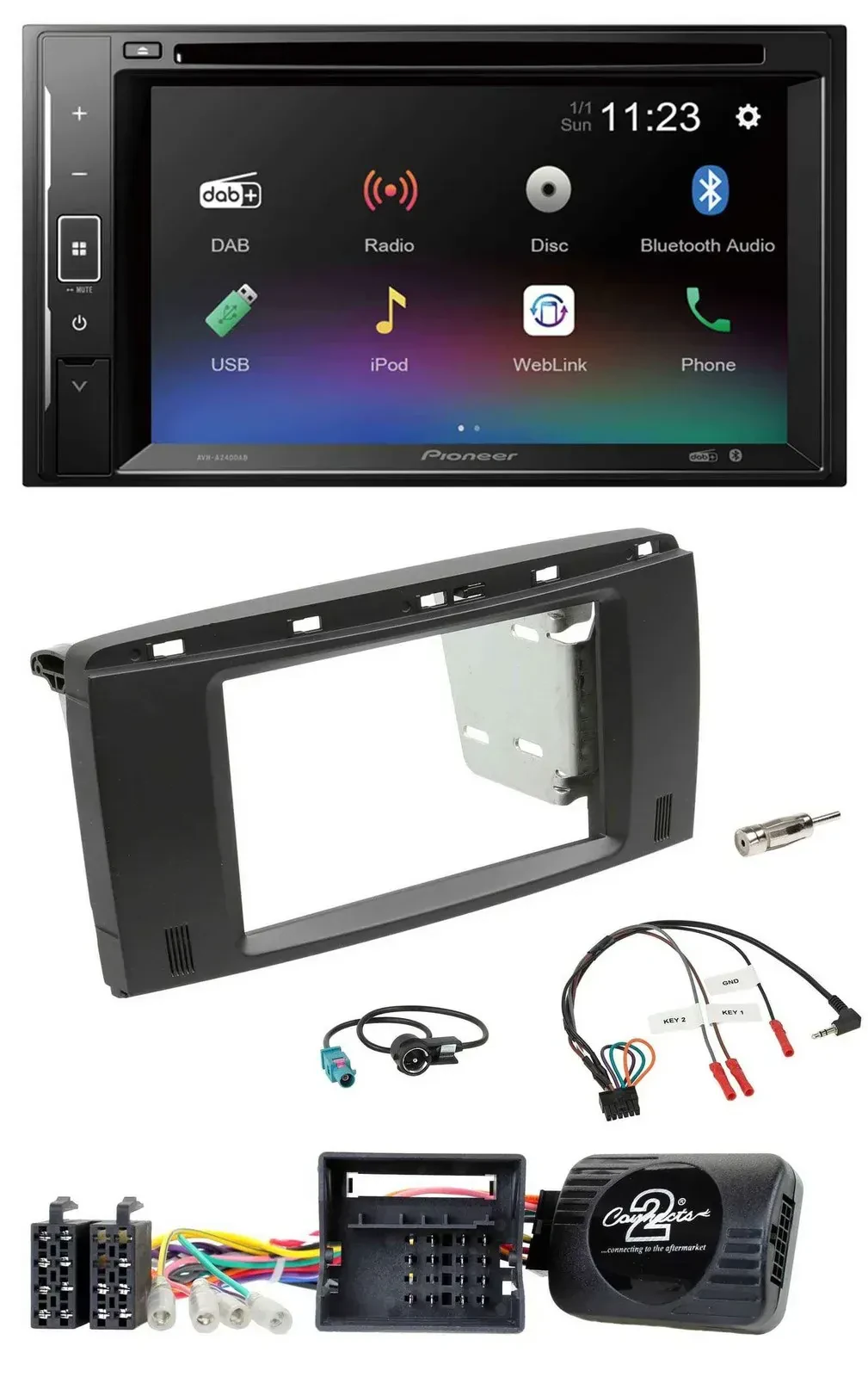 Автомагнитола для Mercedes R-Class (с 2006) Pioneer 2 DIN, Bluetooth, DAB, DVD, USB