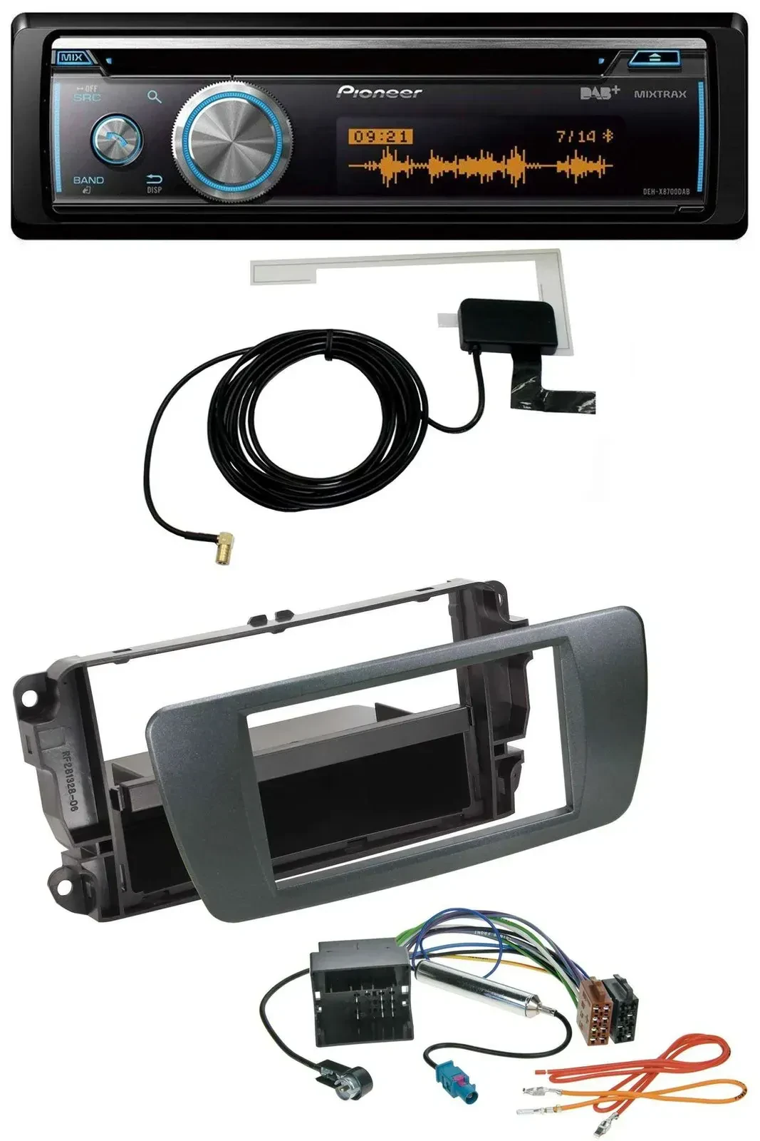 Автомагнитола для Seat Ibiza Pioneer Bluetooth, DAB, MP3, USB, CD черный