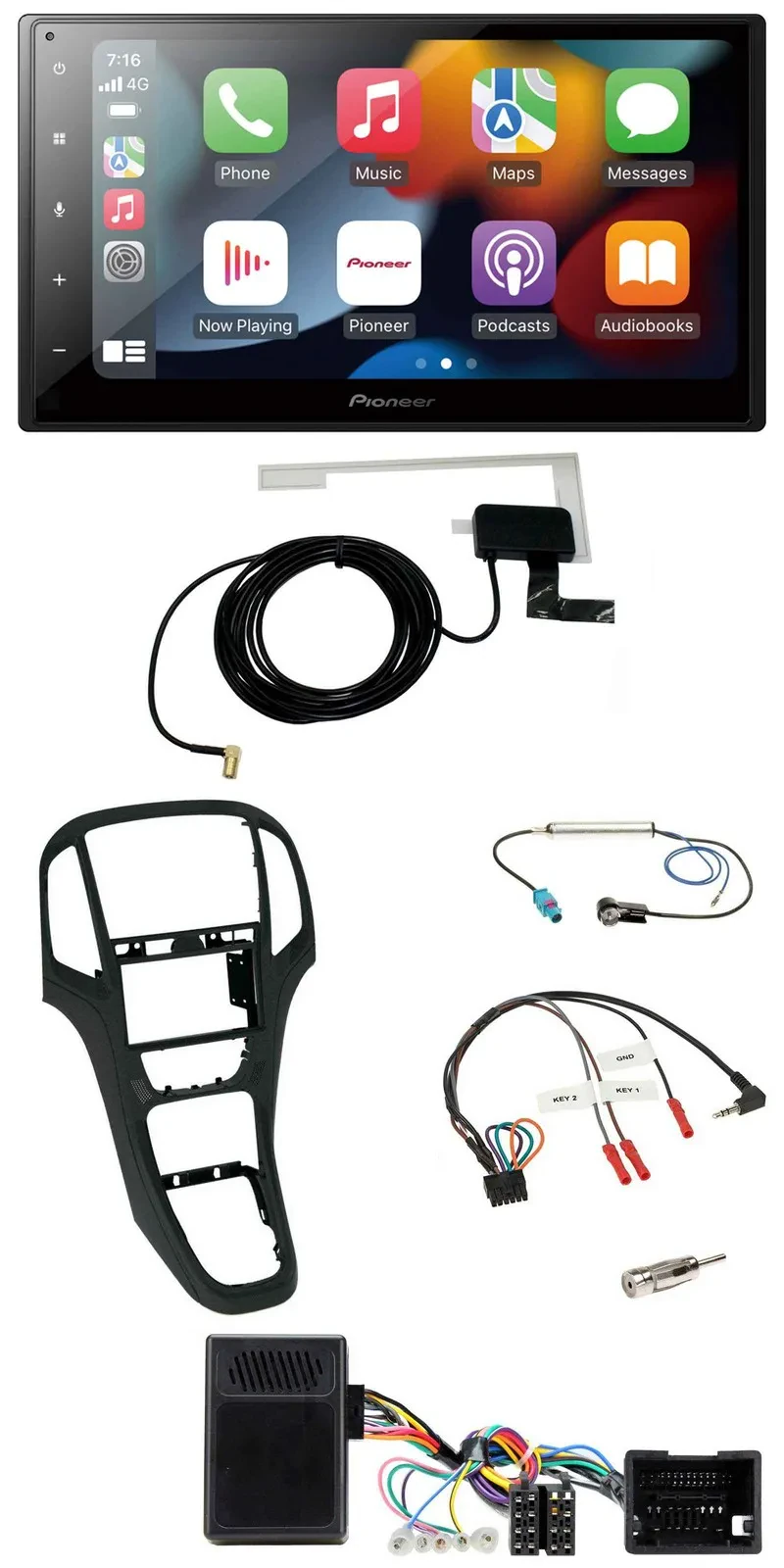 Pioneer Lenkrad USB Bluetooth DAB 2DIN Autoradio für Opel Astra ab 09 Perlschwar