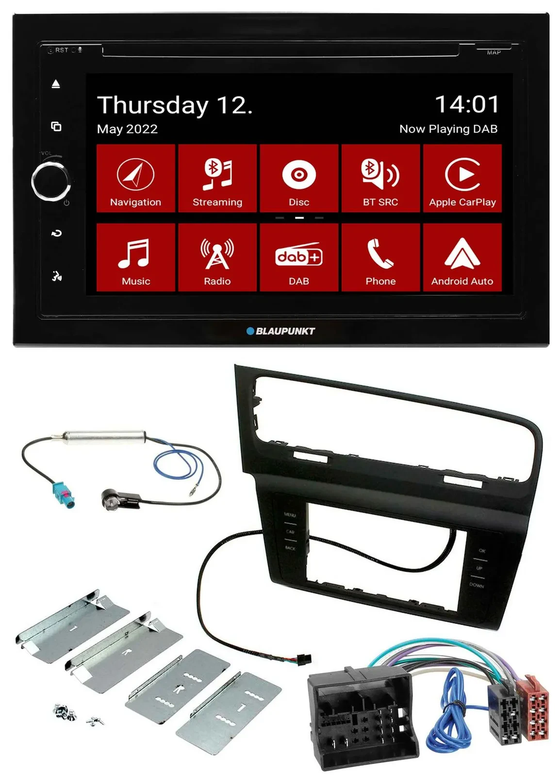 Blaupunkt MP3 DVD Bluetooth DAB 2DIN USB Autoradio für VW Golf VII (ab 11/2012)