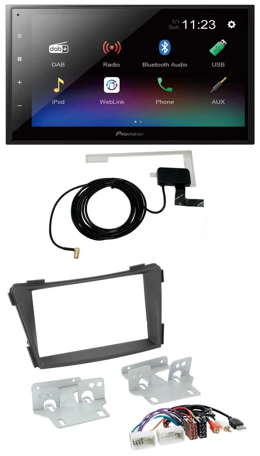 Pioneer DAB MP3 Bluetooth 2DIN USB Autoradio für Hyundai i40 ab 2011 VF schwarz