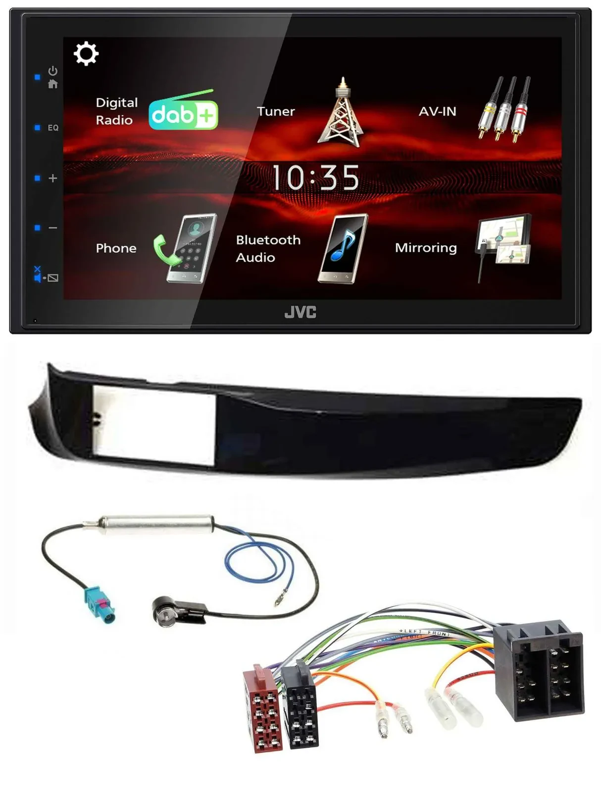 JVC USB Bluetooth MP3 DAB 2DIN Autoradio für Alfa Giulietta schwarz glänzend pia