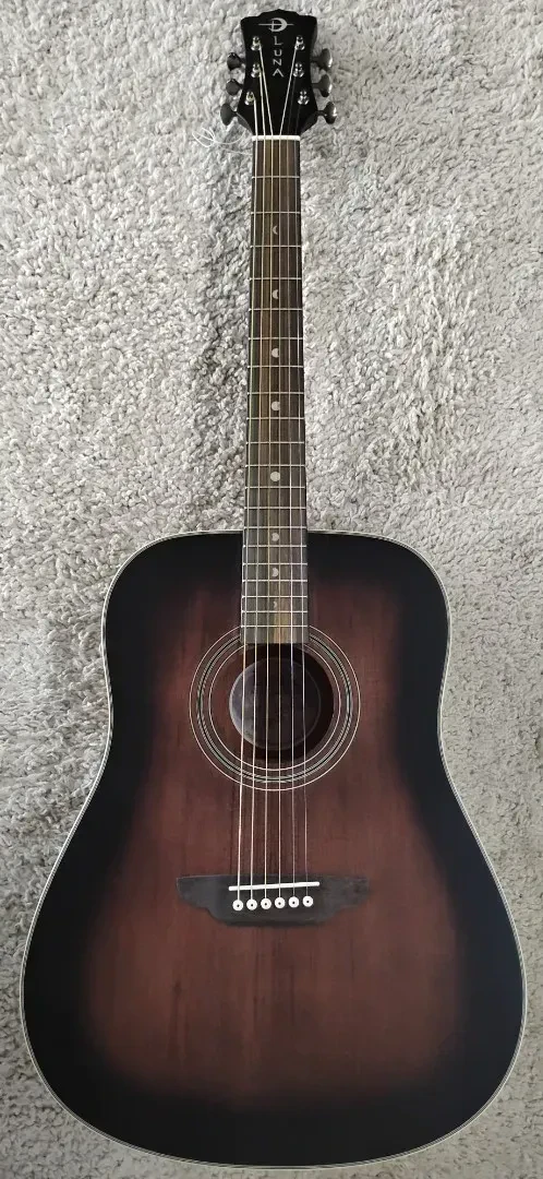 Luna Art Vintage Style Dreadnought Full Size Acoustic Solid Top Guitar - B Stock