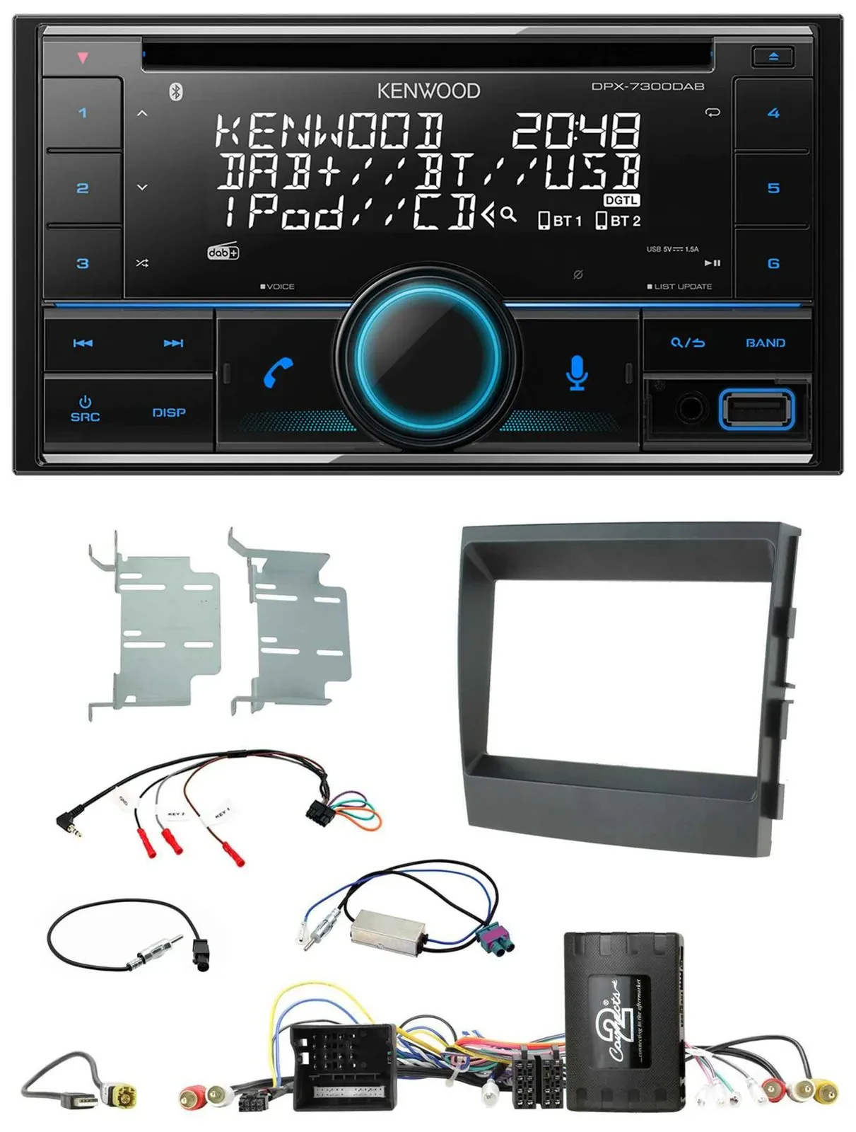 Автомагнитола Kenwood 2DIN, CD, DAB, USB, Bluetooth, совместима с кнопками на руле, для Porsche Panamera (2009–2016)