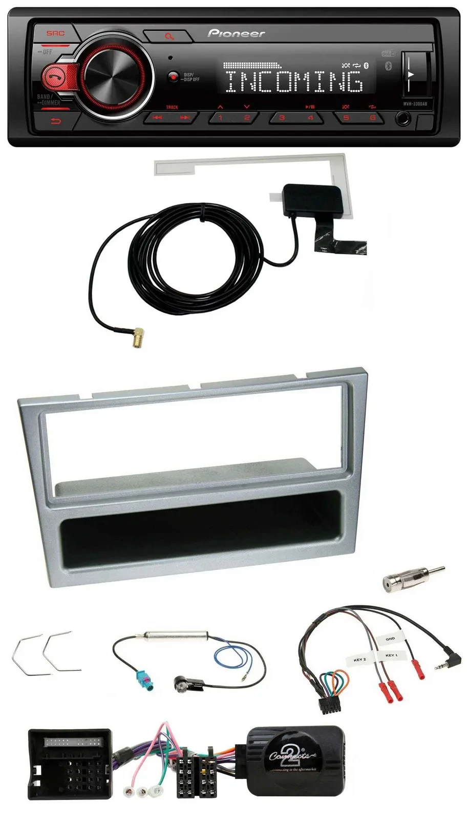 Pioneer USB Lenkrad DAB Bluetooth Autoradio für Opel Corsa C Tigra Meriva silber