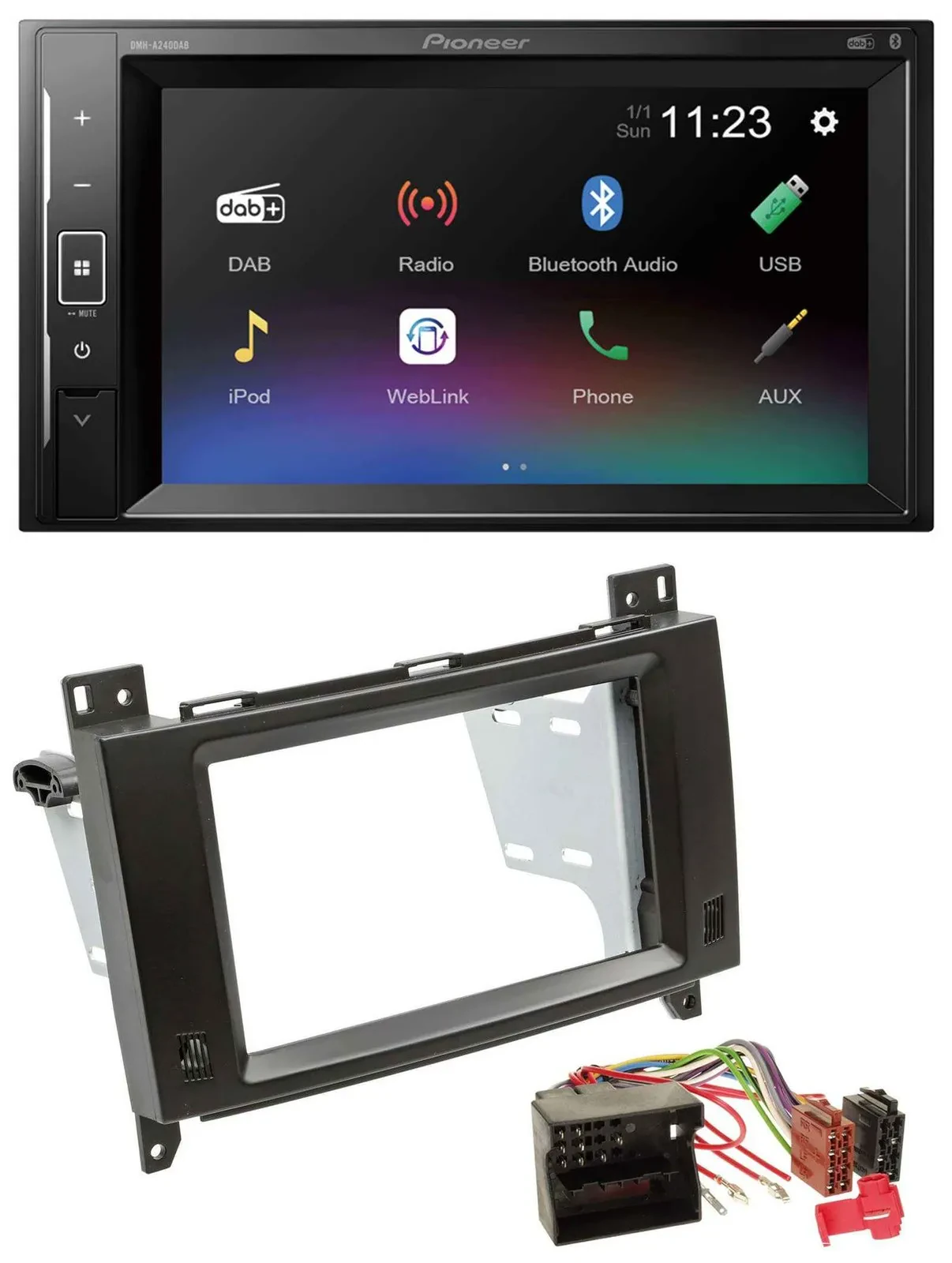 Автомагнитола Pioneer 2 DIN DAB, Bluetooth, USB, MP3 для Mercedes A-/B-Class (2004-2012), черный