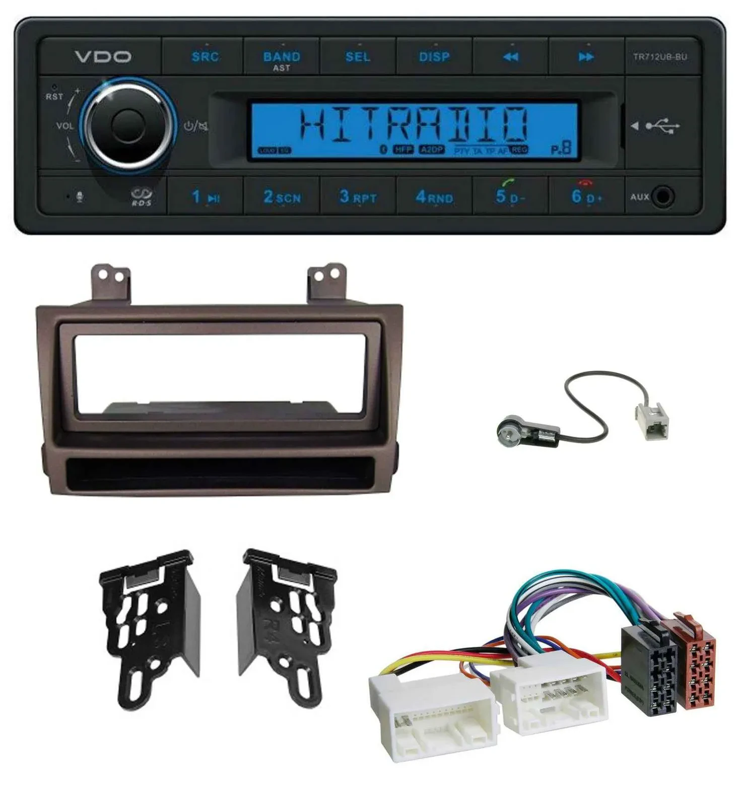 VDO Bluetooth AUX USB MP3 Autoradio für Hyundai Sonata ab 09 dunkelbraun metalli