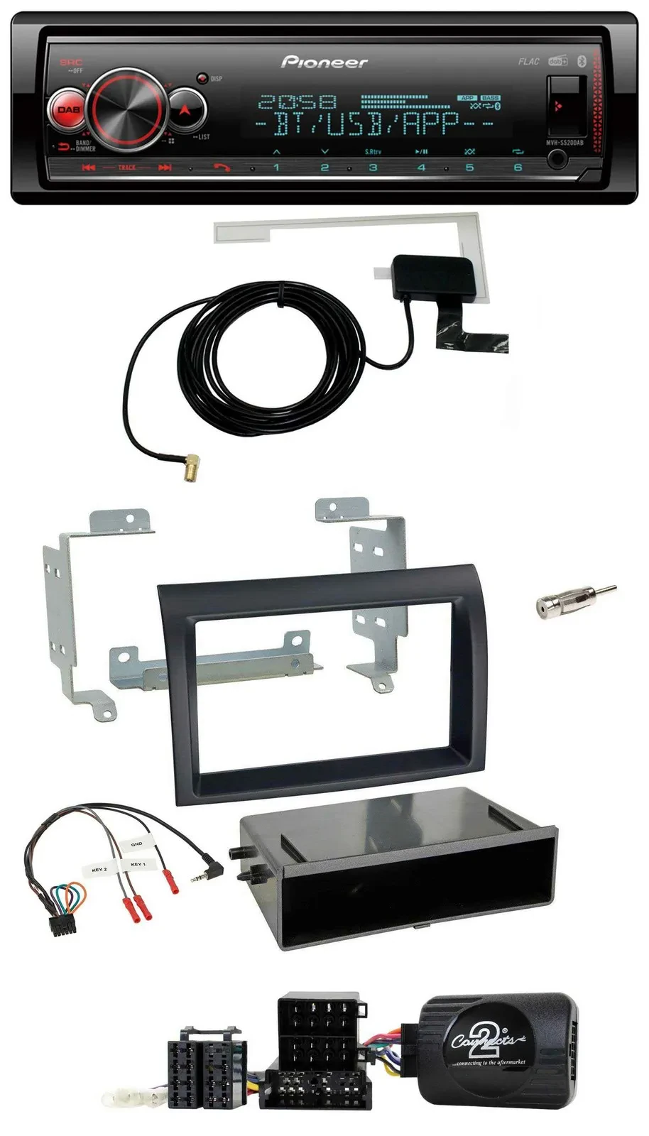 Pioneer Bluetooth DAB USB Lenkrad Autoradio für Fiat Ducato 06-08 schwarz