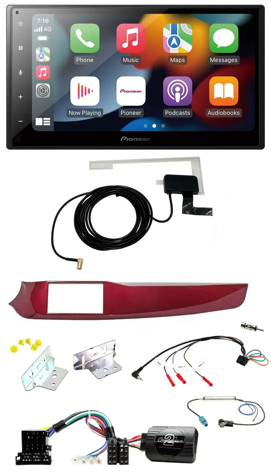 Pioneer Lenkrad USB Bluetooth DAB 2DIN Autoradio für Alfa Giulietta rot 940 2010