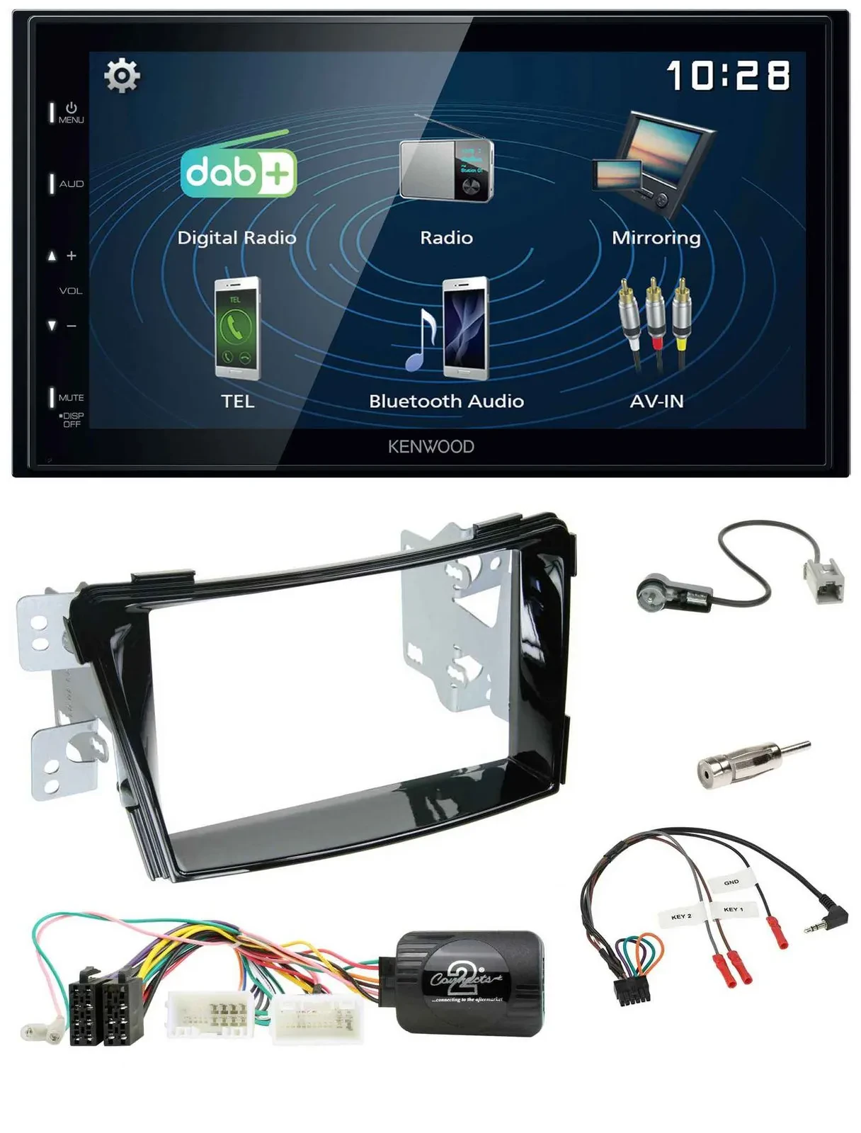 Автомагнитола Kenwood 2-DIN Bluetooth USB DAB для Hyundai i40 (с 2011), поддержка управления на руле