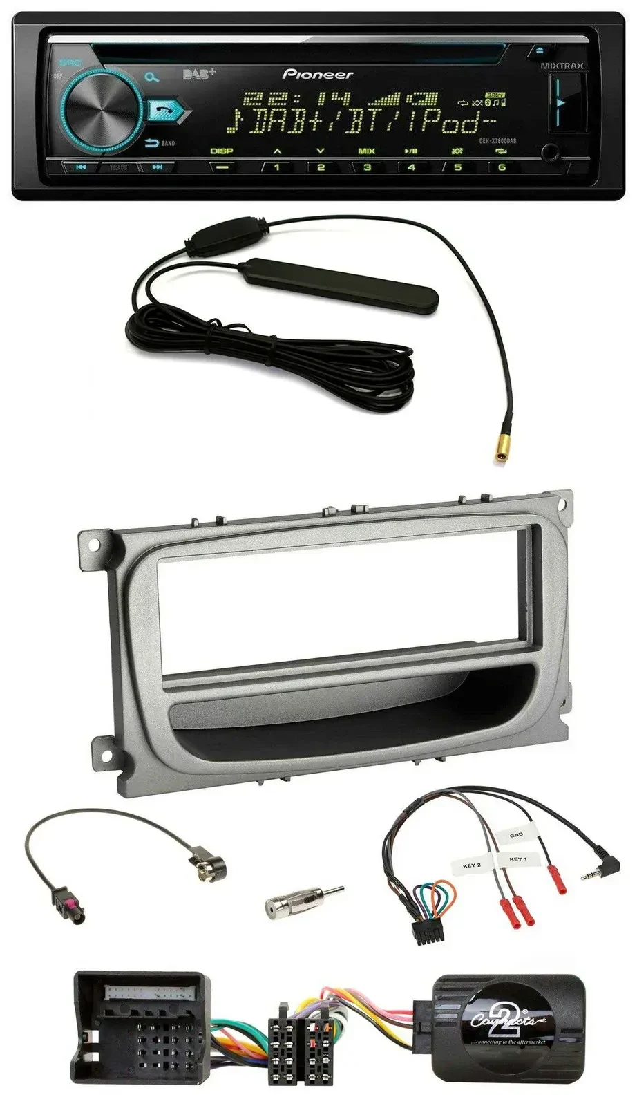 Автомагнитола для Ford Mondeo/S-Max (с 2007) Pioneer CD/MP3, DAB, USB, серебристая