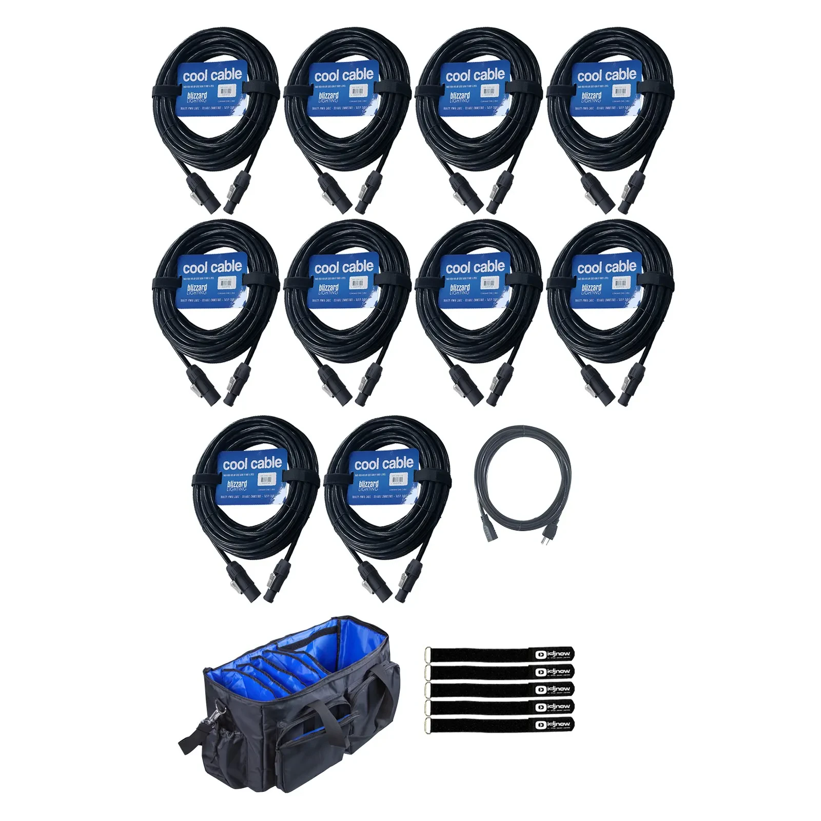 Сетевой кабель Blizzard PCT-INTER-1425 PowerCON Black 7.6 м с аксессуарами (10 штук)