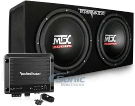 MTX TNE212D 400W Dual 12" Subwoofer Enclosure + Monoblock Amp