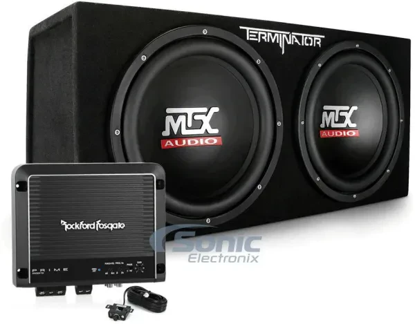 MTX TNE212D 400W Dual 12" Subwoofer Enclosure + Monoblock Amp
