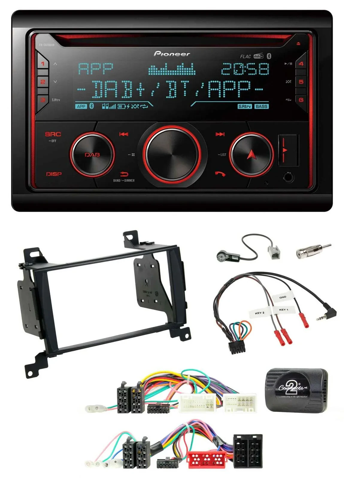 Автомагнитола Pioneer 2DIN DAB Bluetooth USB CD для Hyundai Santa Fe (2010–2020)