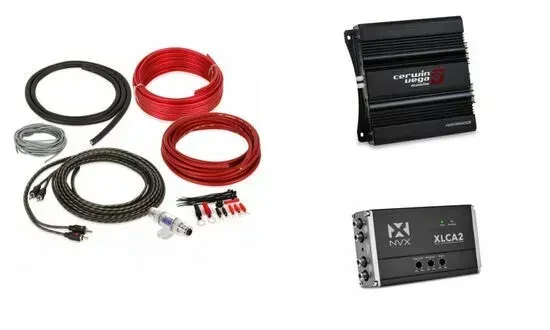 Cerwin Vega CVP800.2D 85W 2-Channel Amplifier with NVX LOC & 8 Gauge Amp Kit