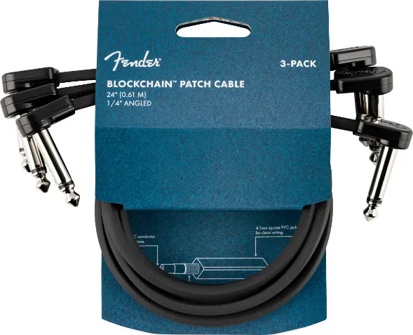 Патч-кабель инструментальный Fender 099-0825-012 Blockchain Black 0.6 м (3 штуки)