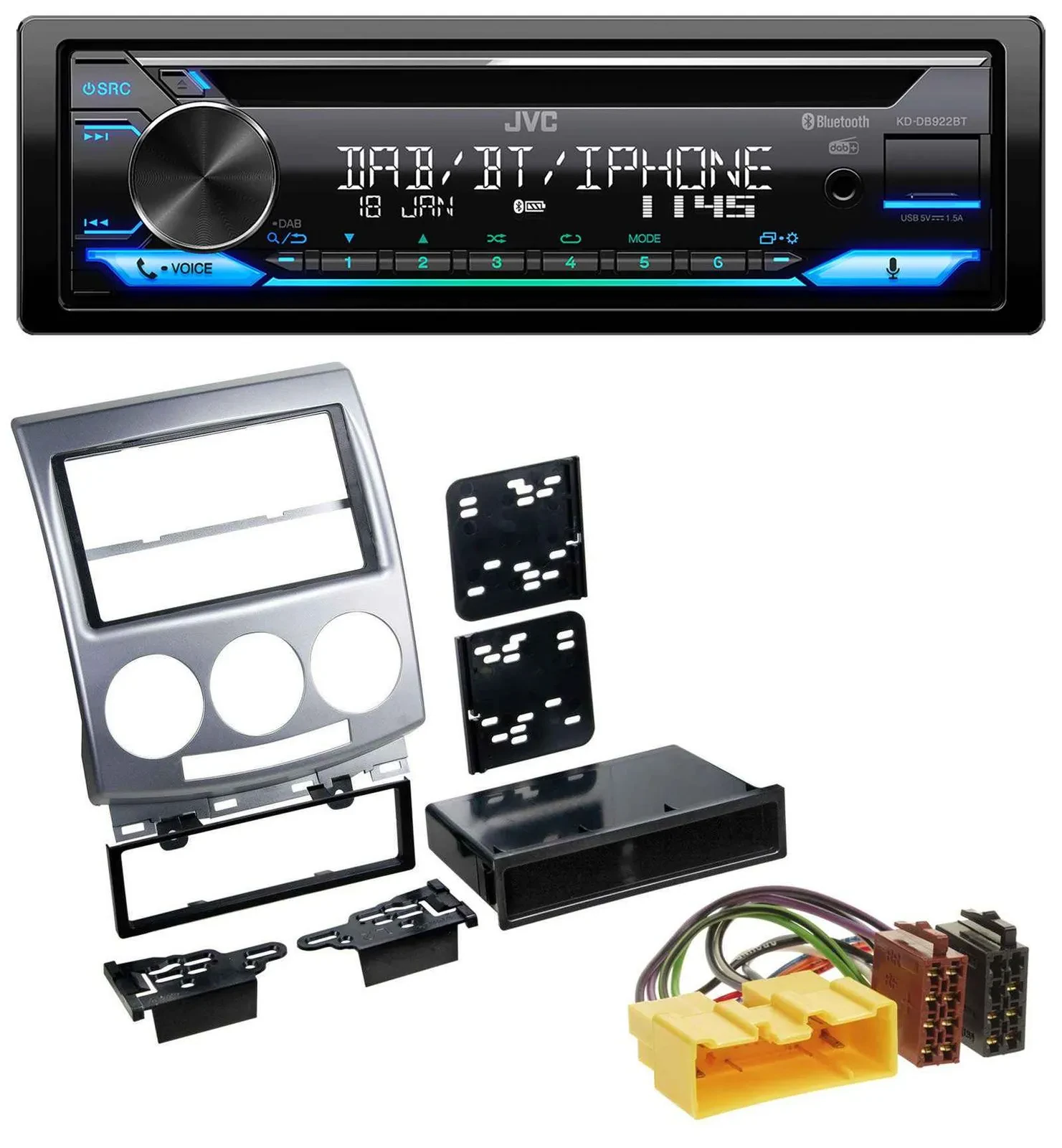 JVC Bluetooth MP3 USB DAB CD Autoradio für Mazda 5 (2005-2010)