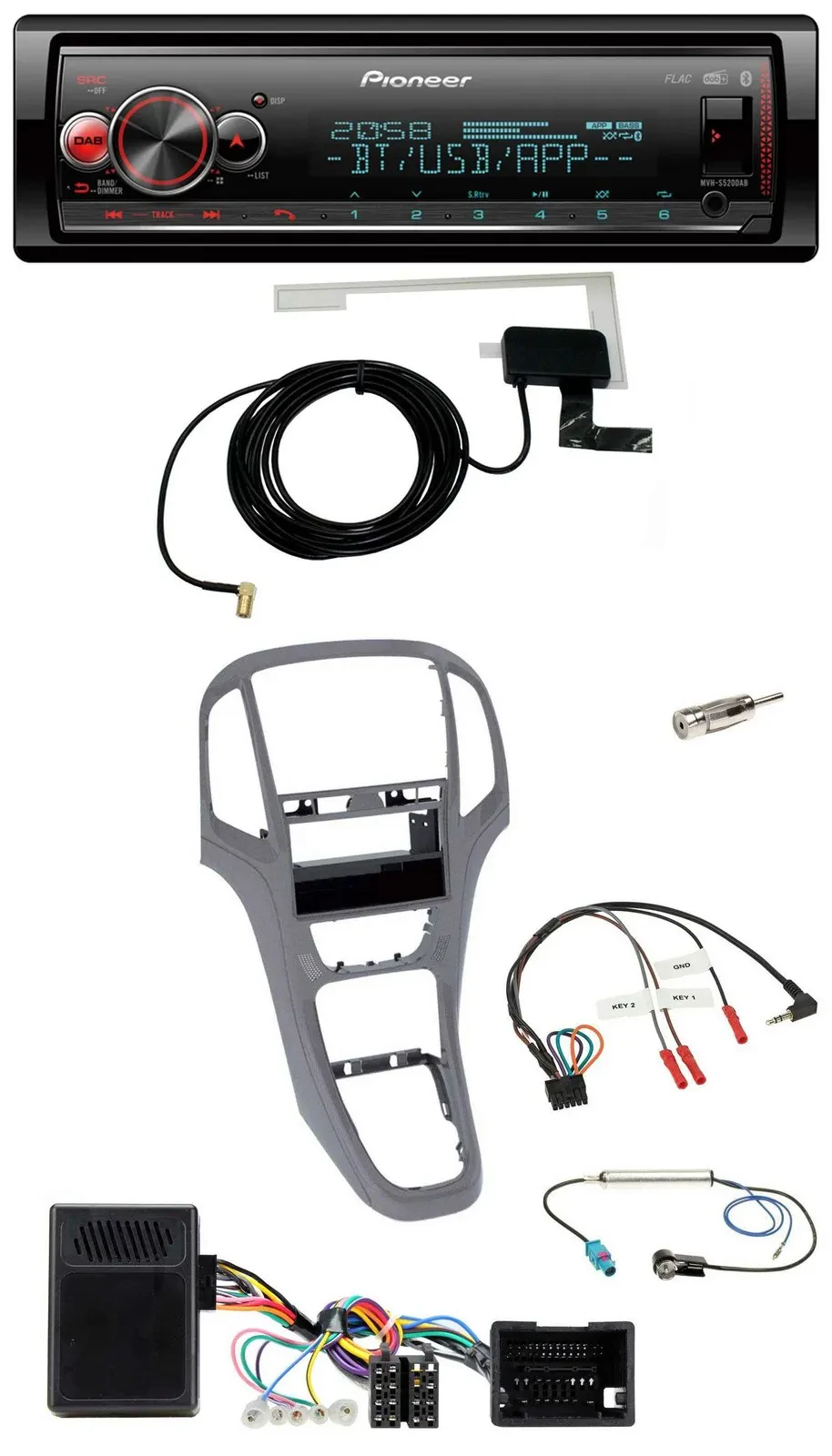 Автомагнитола для Opel Astra J Pioneer Bluetooth DAB USB титан-серый