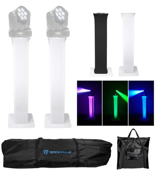 2 Totem Light Stands+Black+White Scrims For 2 American DJ INNO COLOR BEAM QUAD 7