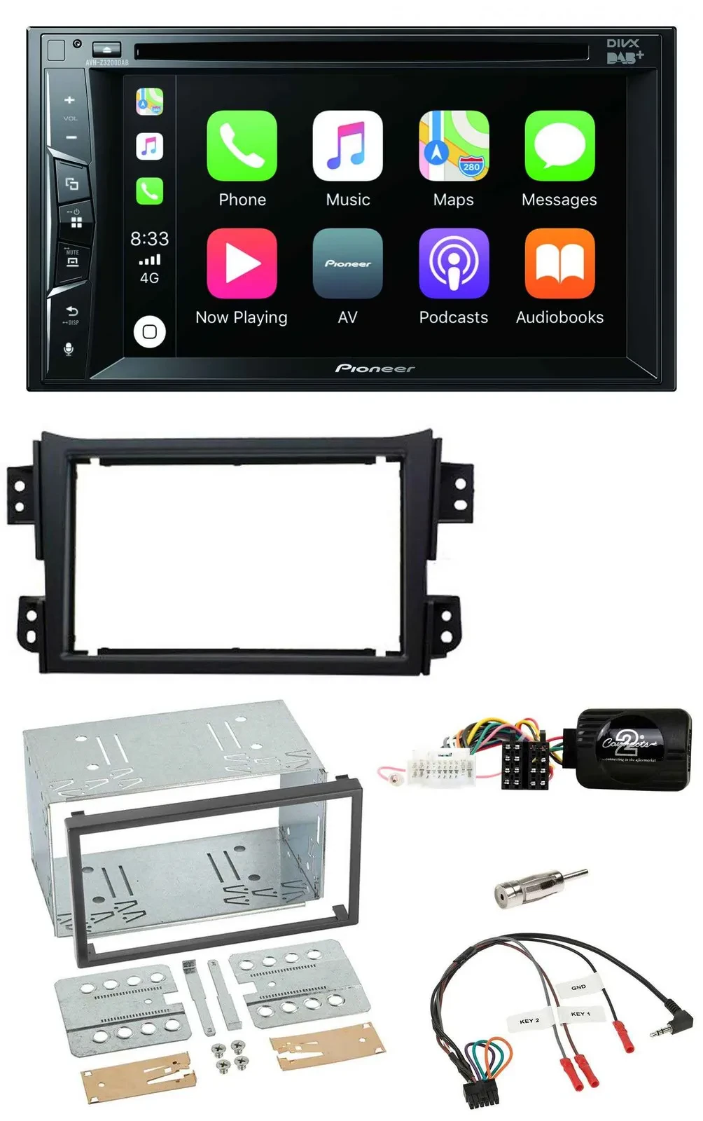 Pioneer Lenkrad USB DVD Bluetooth DAB 2DIN Autoradio für Opel Agila B Suzuki Spl