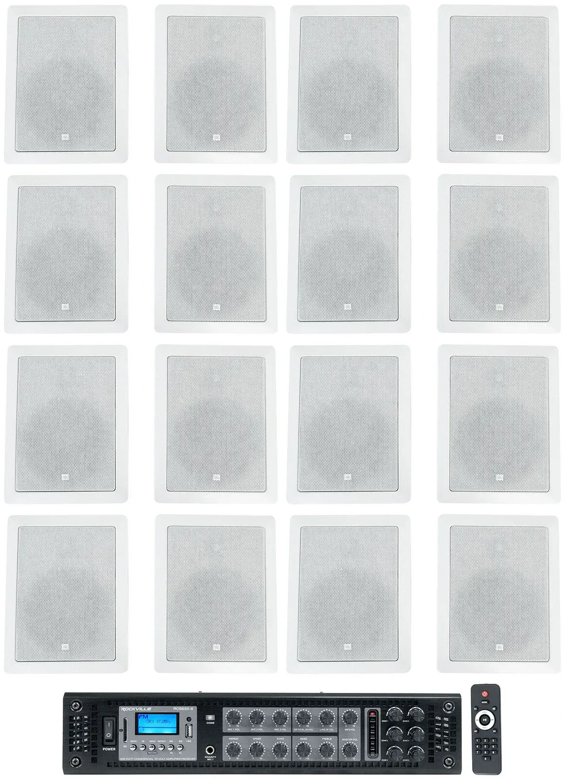 Настенная акустика Rockville RCS650-6+(8) CONTROL 126WT White с усилителем (16 штук)