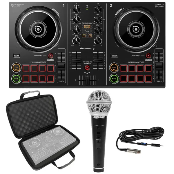 DJ-контроллер с джогом Pioneer DDJ-200 Black с аксессуарами