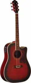 Oscar Schmidt OG2CEFBC Flame Top Black Cherry Acoustic Electric Guitar - NEW