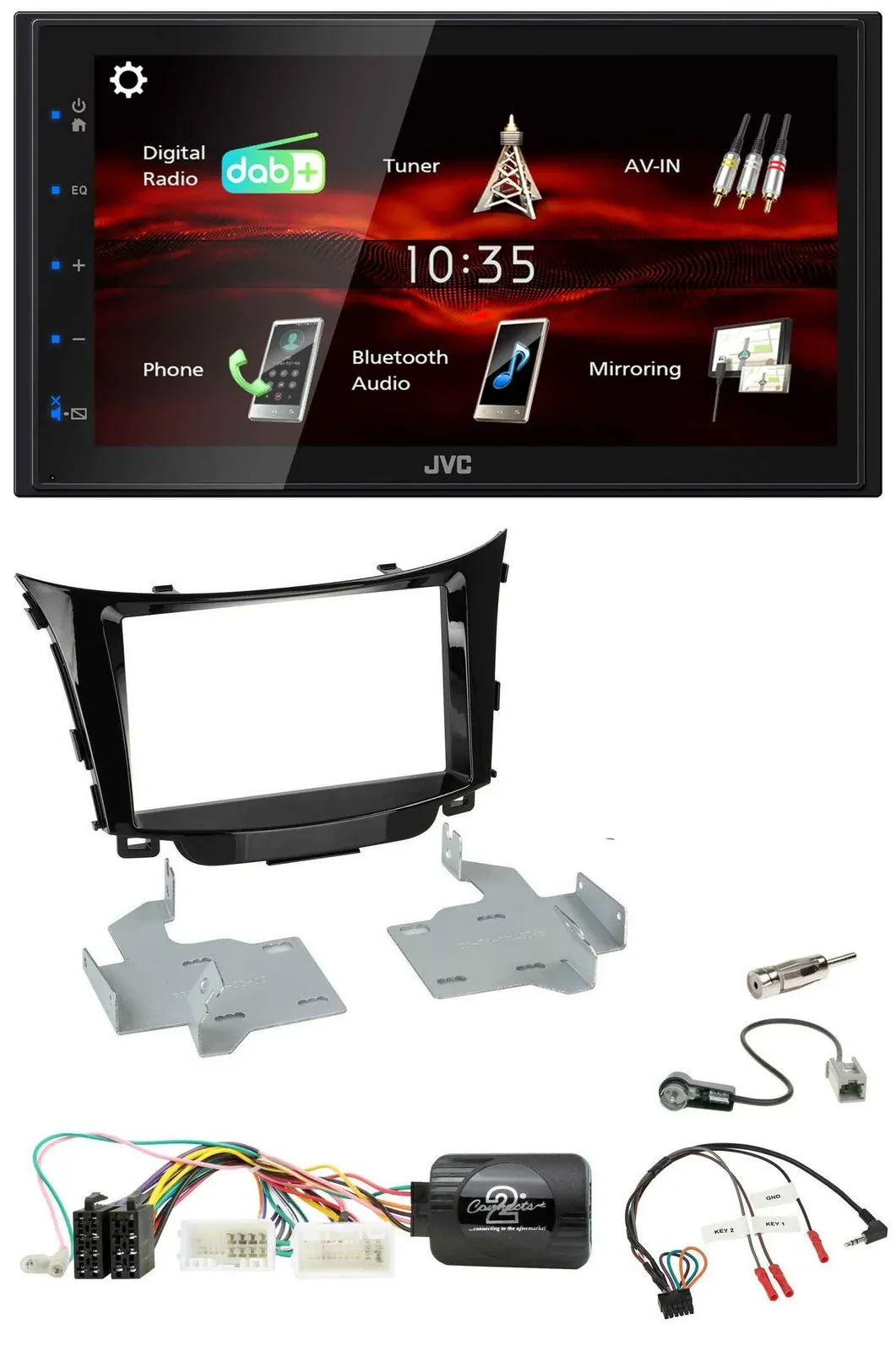 Автомагнитола для Hyundai i30 (2012–2017) JVC 2-DIN, USB, Bluetooth, DAB