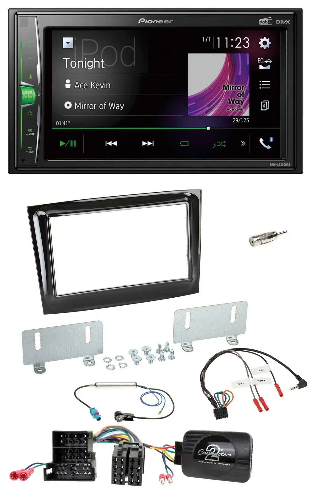Pioneer 2DIN Lenkrad DAB USB Bluetooth Autoradio für Fiat Doblo ab 15 Mini-ISO p