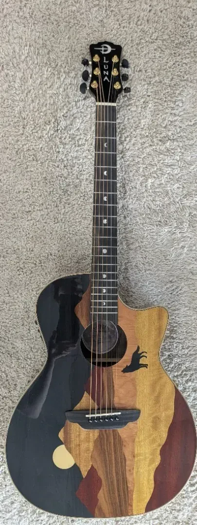 Luna Guitars Vista Wolf Koa Body Acoustic Electric Guitar w/Case