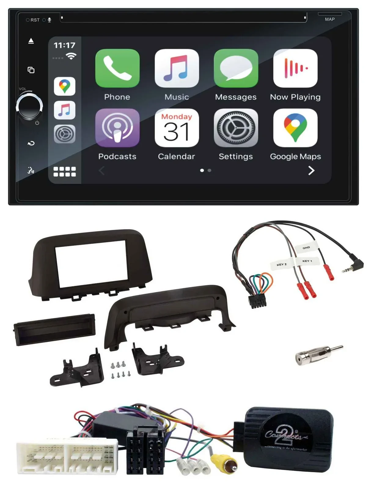 Blaupunkt DAB USB Bluetooth Lenkrad 2DIN TMC Navigation für Hyundai Kona ab 2013