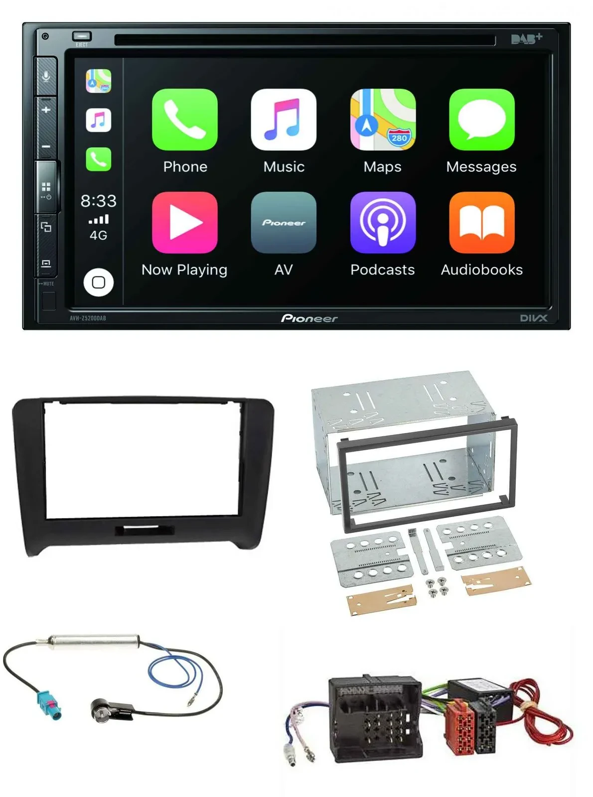 Pioneer DVD 2DIN MP3 DAB Bluetooth USB Autoradio für Audi TT 06-14 Aktivsystem Q