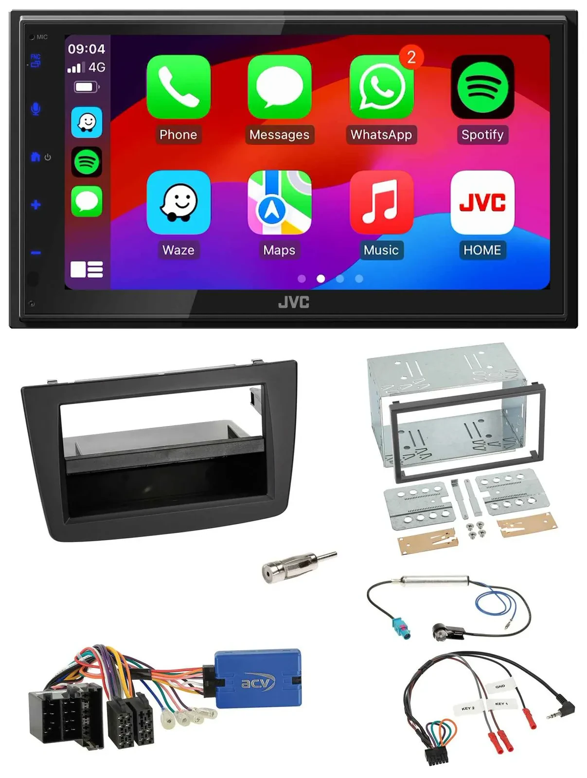 JVC Bluetooth 2DIN Lenkrad DAB USB Autoradio für Alfa Romeo Mito ISO 955 13-18 s