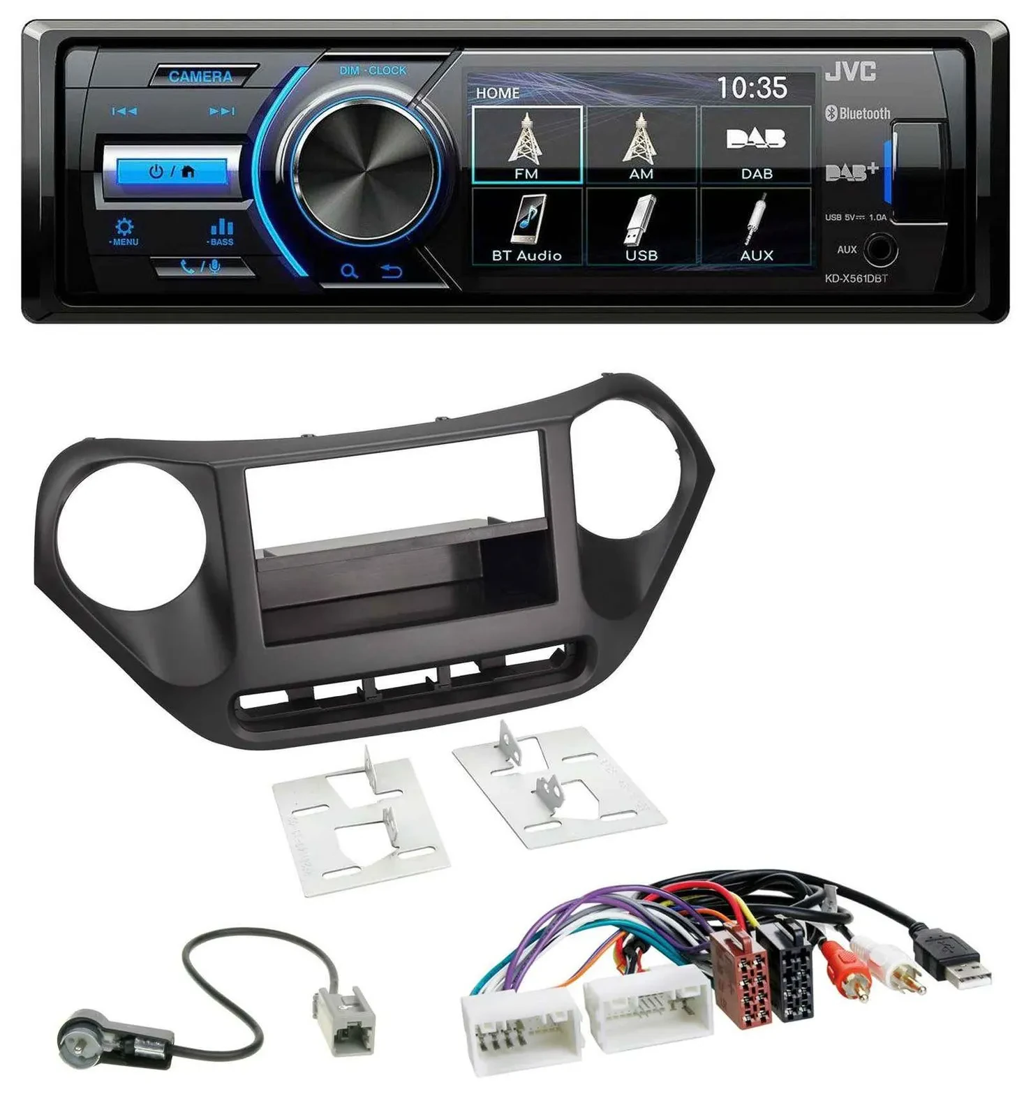 JVC Bluetooth MP3 USB DAB Autoradio für Hyundai i10 (ab 2013) AUX USB