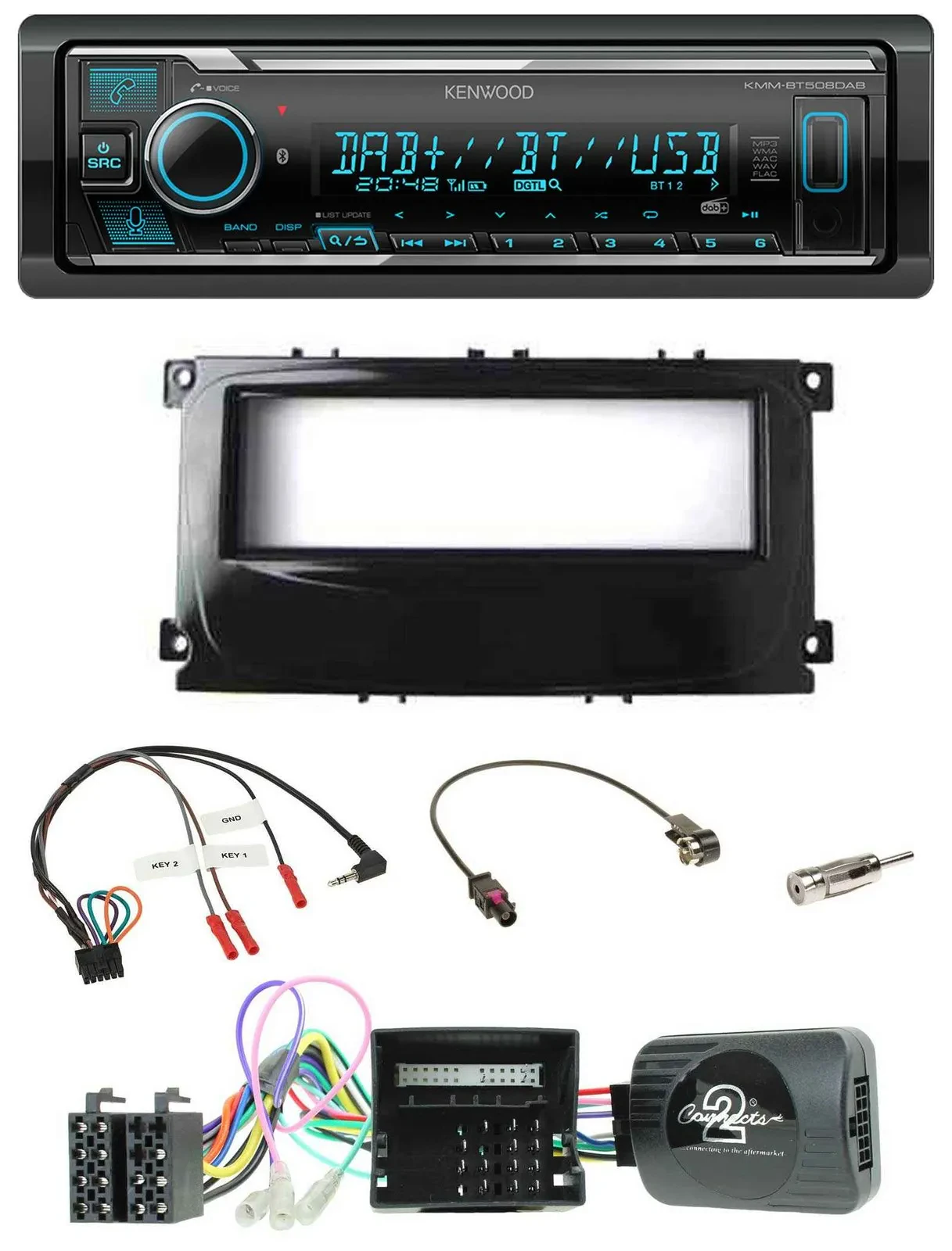 Kenwood Bluetooth Lenkrad DAB USB Autoradio für Ford Mondeo S-Max Can-Bus 07-14