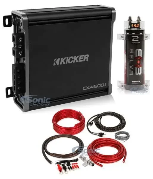 Усилитель мощности для автомобиля Kicker 43CXA6001 1200W (набор) с конденсатором 2 F и комплектом подключения