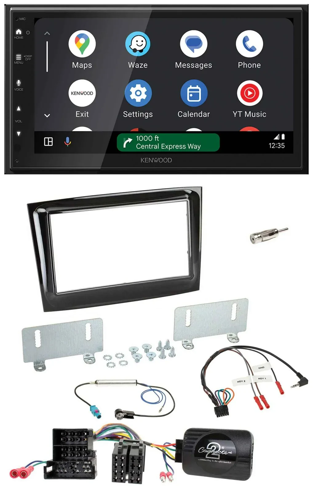 Kenwood DAB Bluetooth USB Lenkrad 2DIN Autoradio für Fiat Doblo ab 15 Mini-ISO p