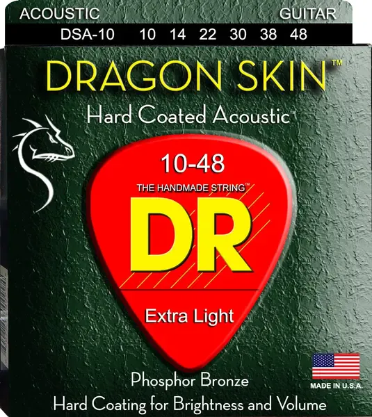 Струны для 12-струнной акустической гитары DR String DSA-10/12 Lite DRAGON SKIN - Clear Coated 12 String Acoustic