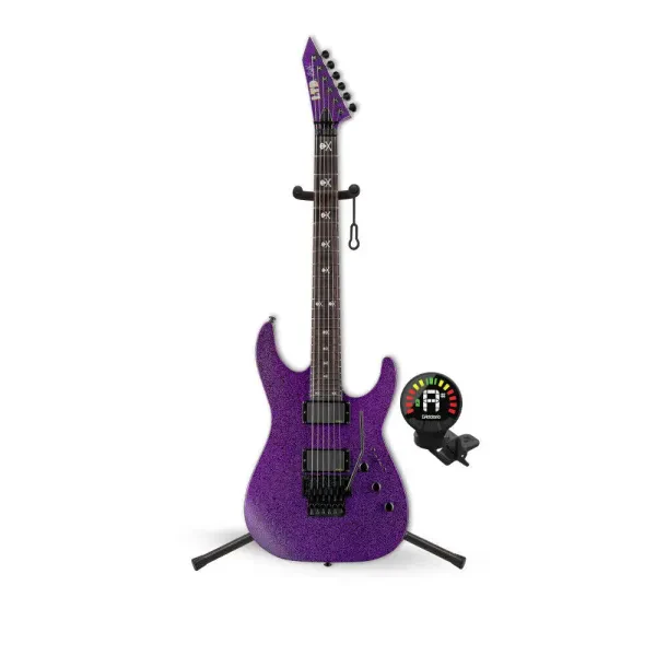 ESP LTD Kirk Hammett Signature KH 602 Purple Sparkle Electric Guitar Bundle