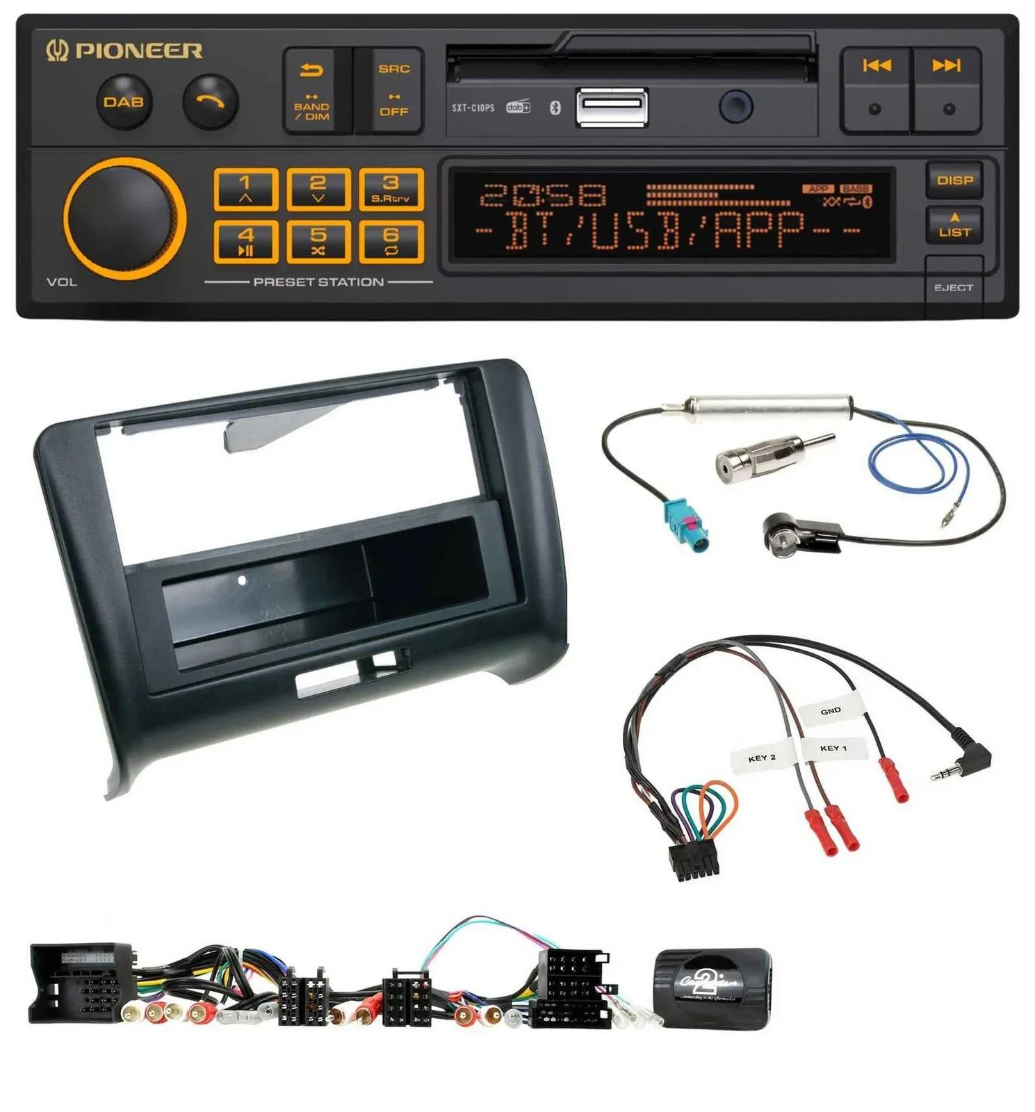 Автомагнитола для Audi TT (2006–2014) Pioneer DAB, USB, Bluetooth, поддержка управления на руле