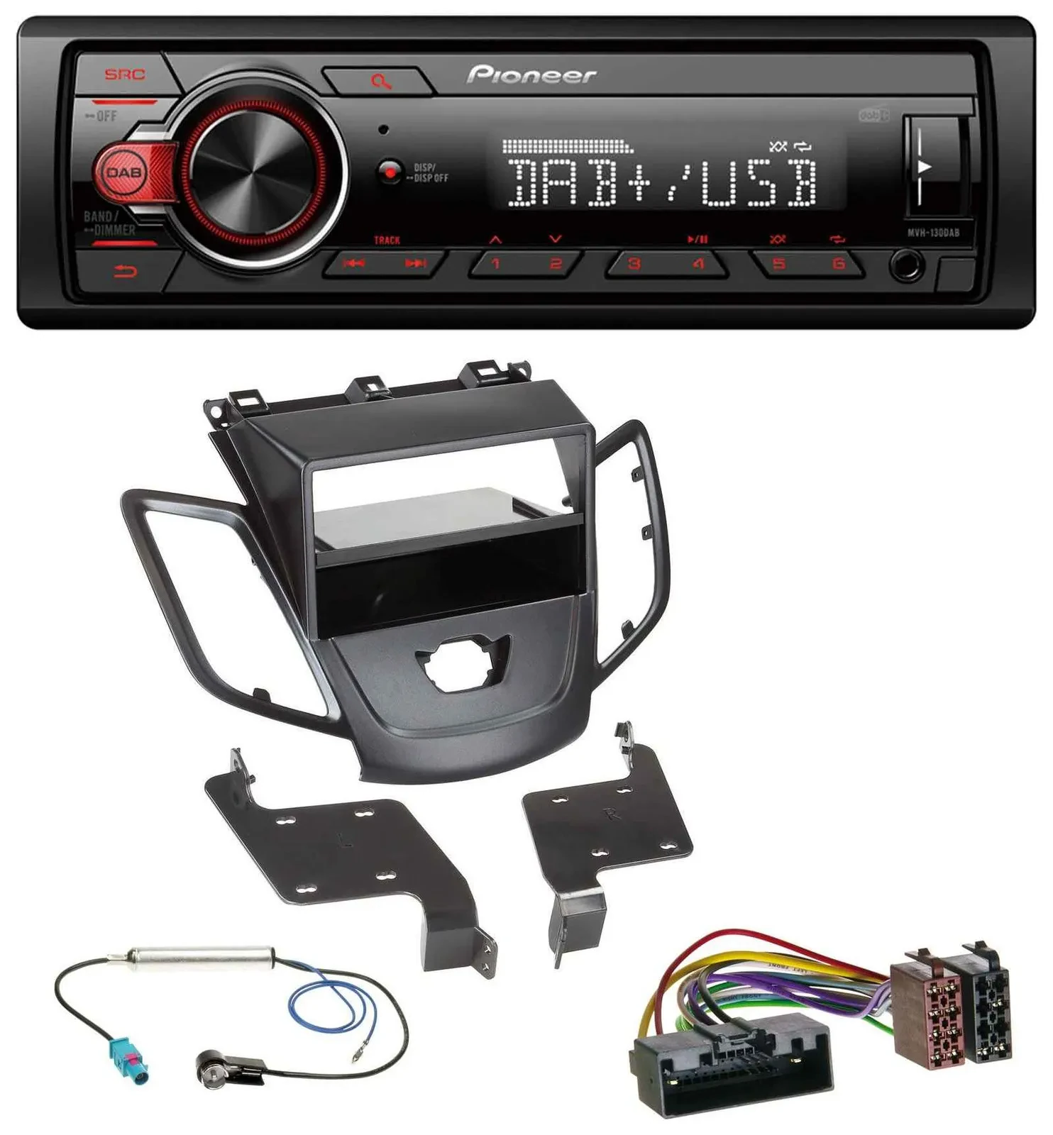 Pioneer MP3 1DIN DAB USB AUX Autoradio für Ford Fiesta 10-17 JA8 ohne Display sc