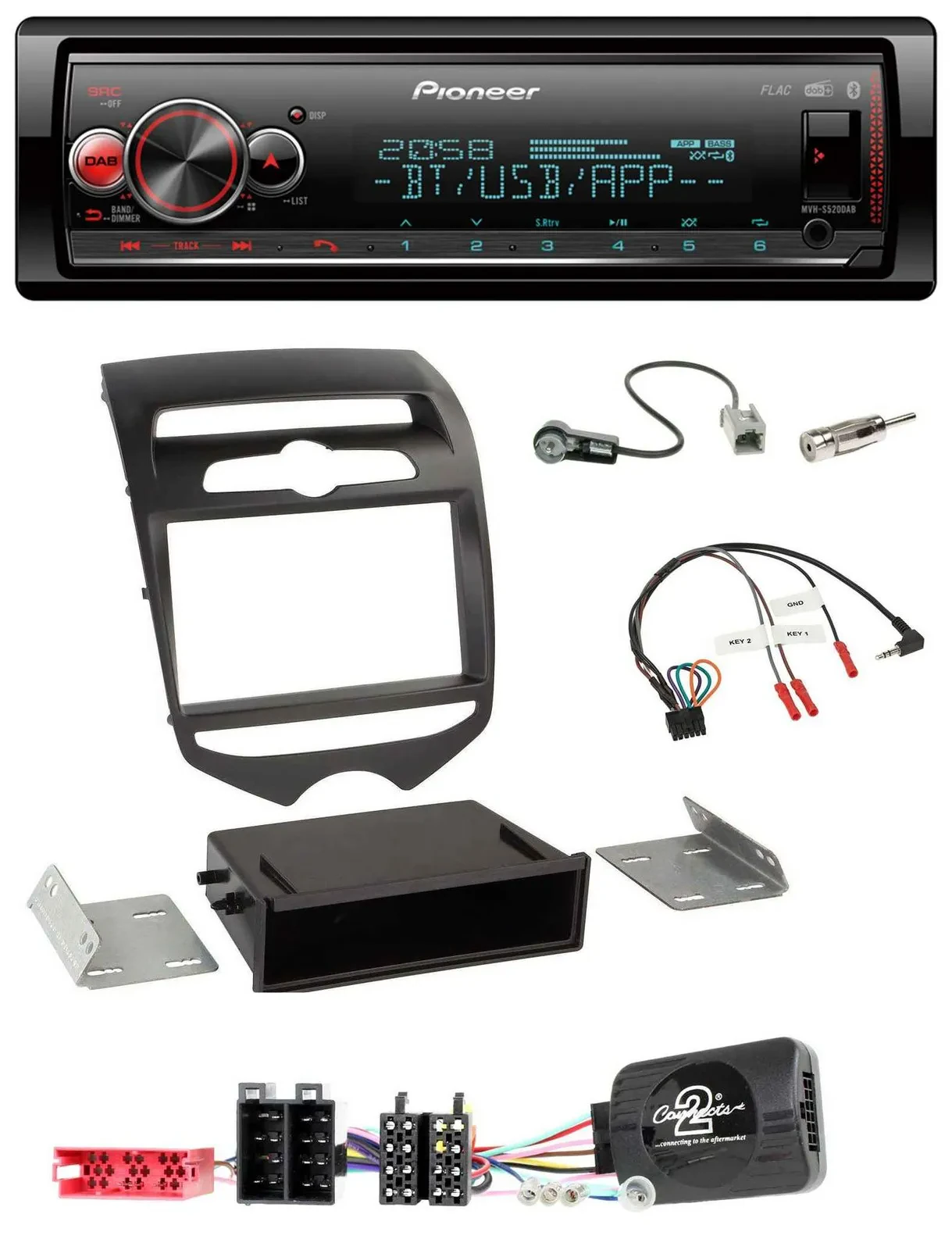 Pioneer Bluetooth USB Lenkrad DAB Autoradio für Hyundai ix20 ab 2010 man. Klima