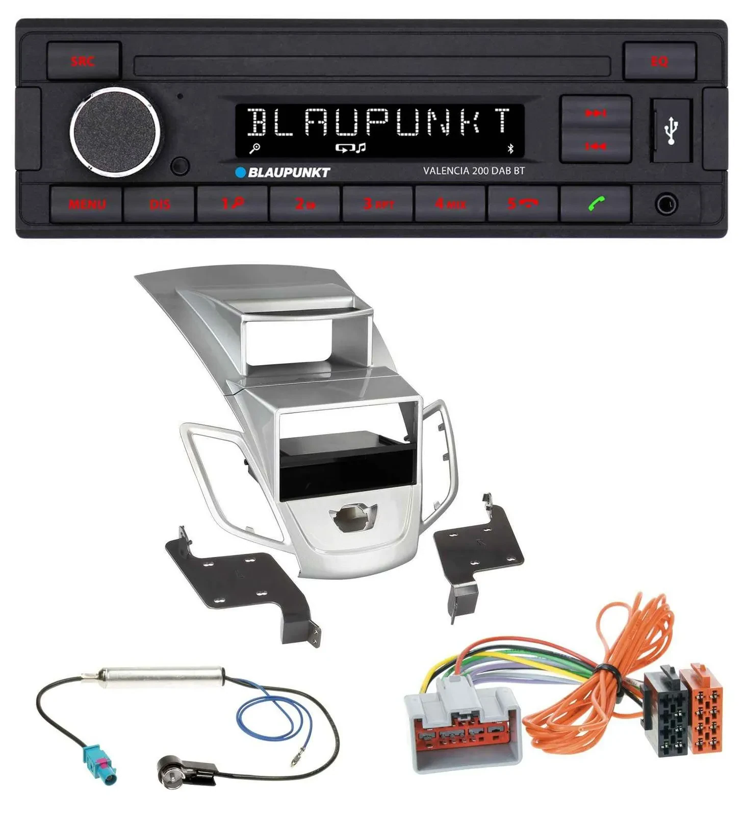 Blaupunkt DAB MP3 Bluetooth USB Autoradio für Ford Fiesta Display 08-10 silber