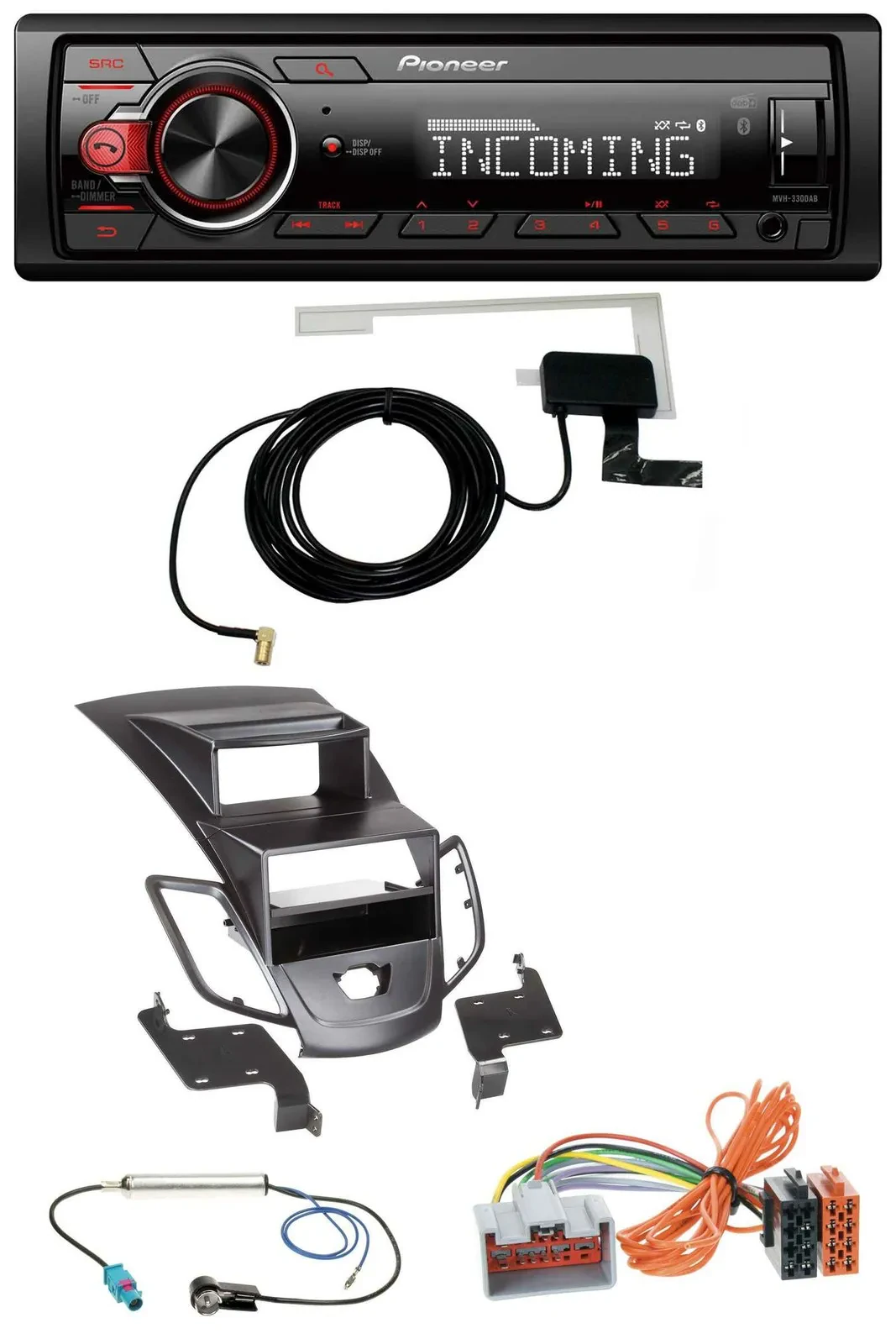 Автомагнитола Pioneer USB MP3 DAB Bluetooth для Ford Fiesta (2008–2010), черная