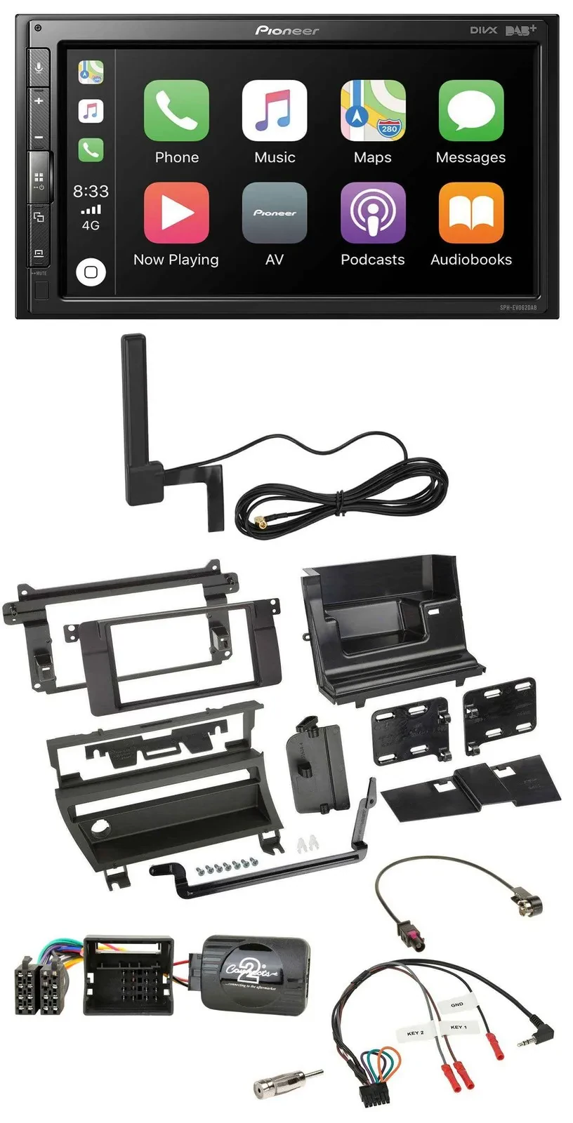 Pioneer USB 2DIN Bluetooth DAB Lenkrad Autoradio für BMW 3-er E46 2001-2006 1 Sc