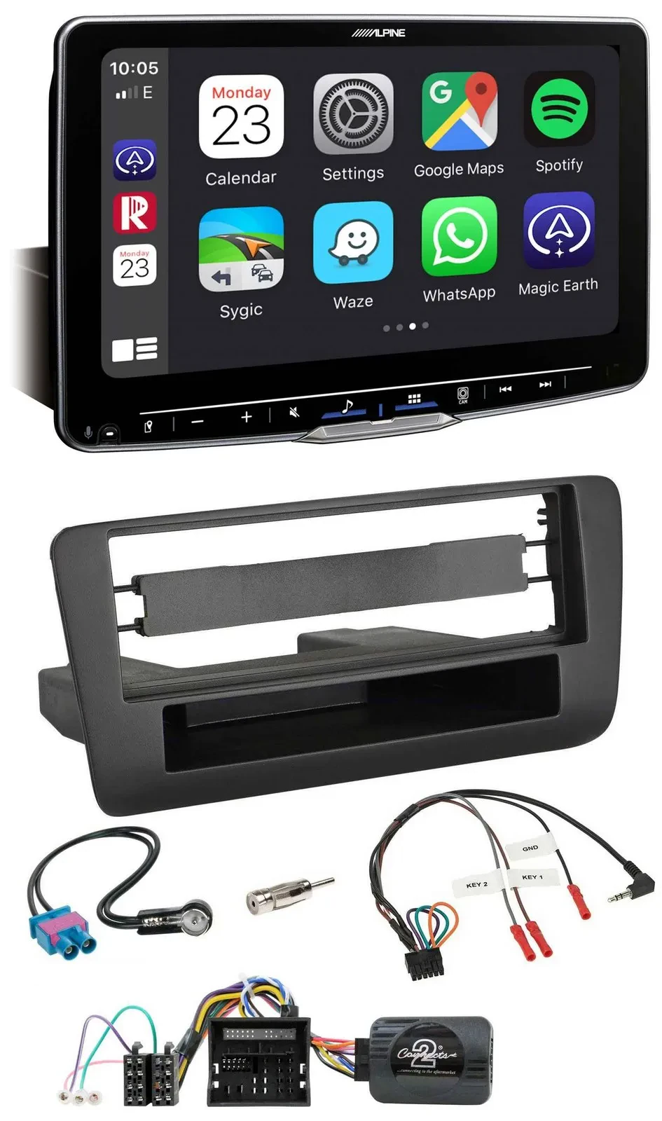 Автомагнитола Alpine Bluetooth USB DAB для Audi A1 (с 2010) с поддержкой управления с руля