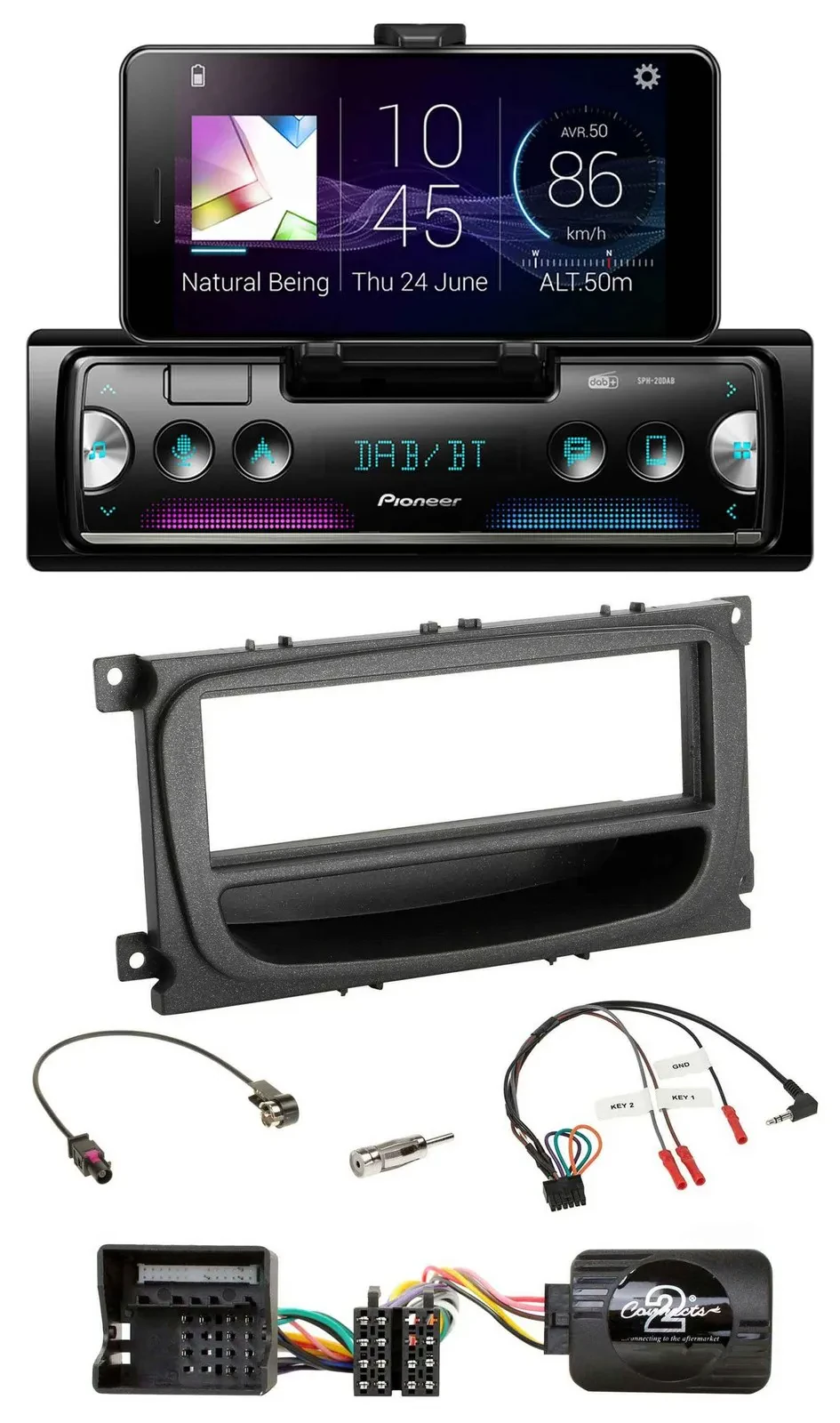 Автомагнитола Pioneer USB Bluetooth DAB для Ford C‑Max/Galaxy/Focus (с 2007)