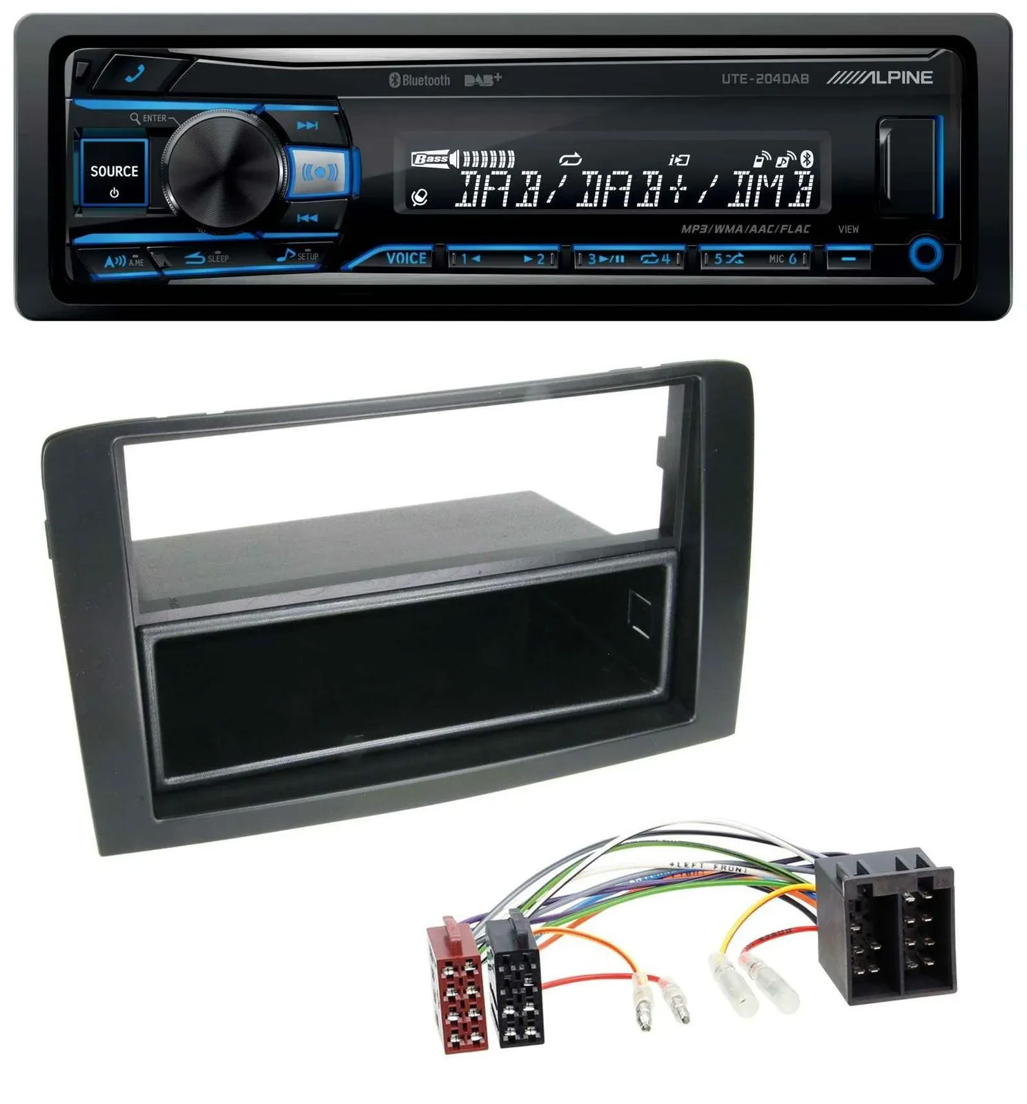 Alpine USB Bluetooth DAB MP3 Autoradio für Fiat Idea (350 03-11) schwarz
