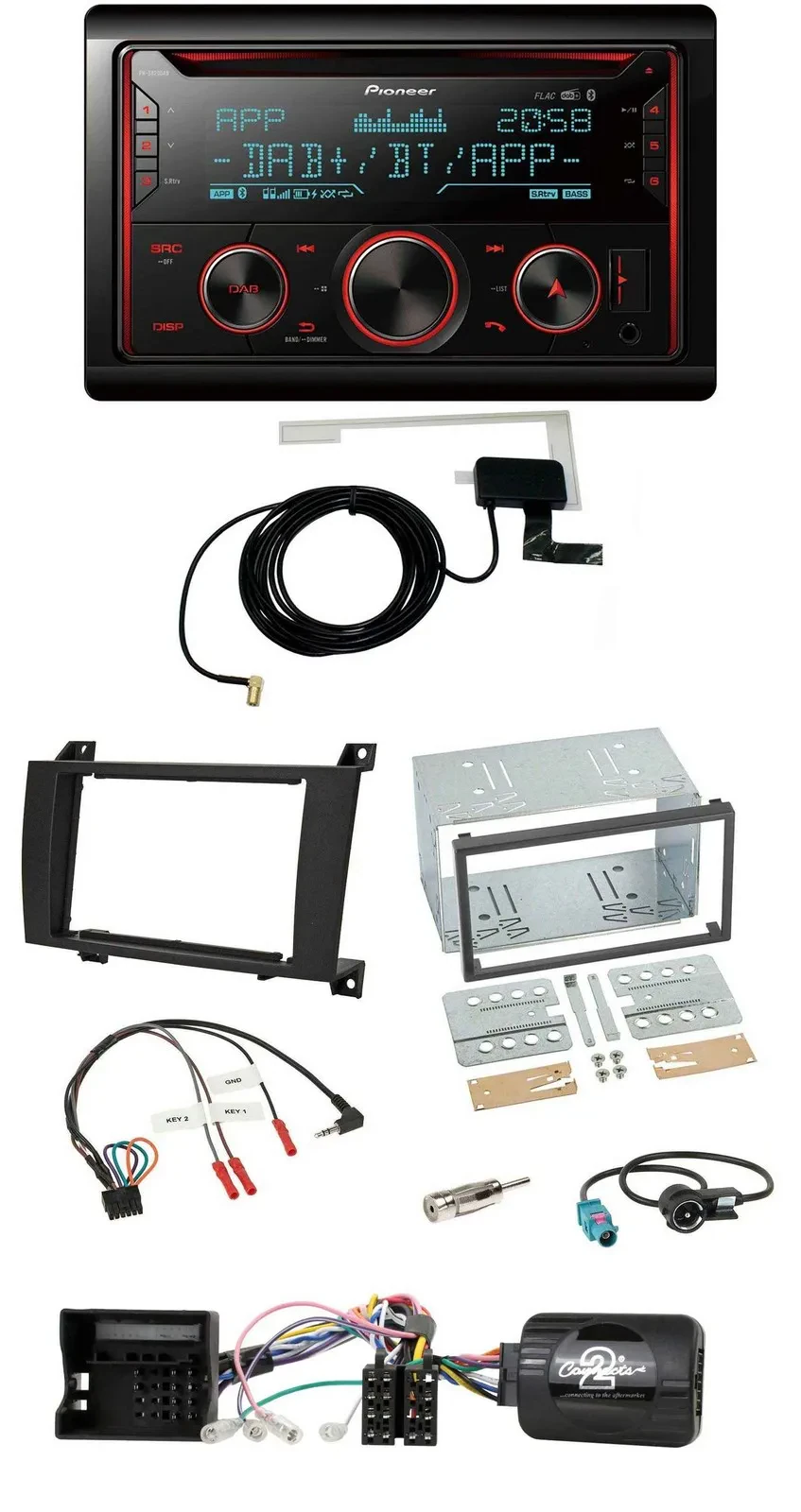 Pioneer 2DIN Lenkrad DAB USB CD Bluetooth Autoradio für Mercedes SLK R171 2004-2